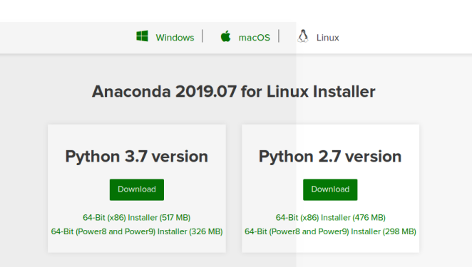 Anaconda Installer page